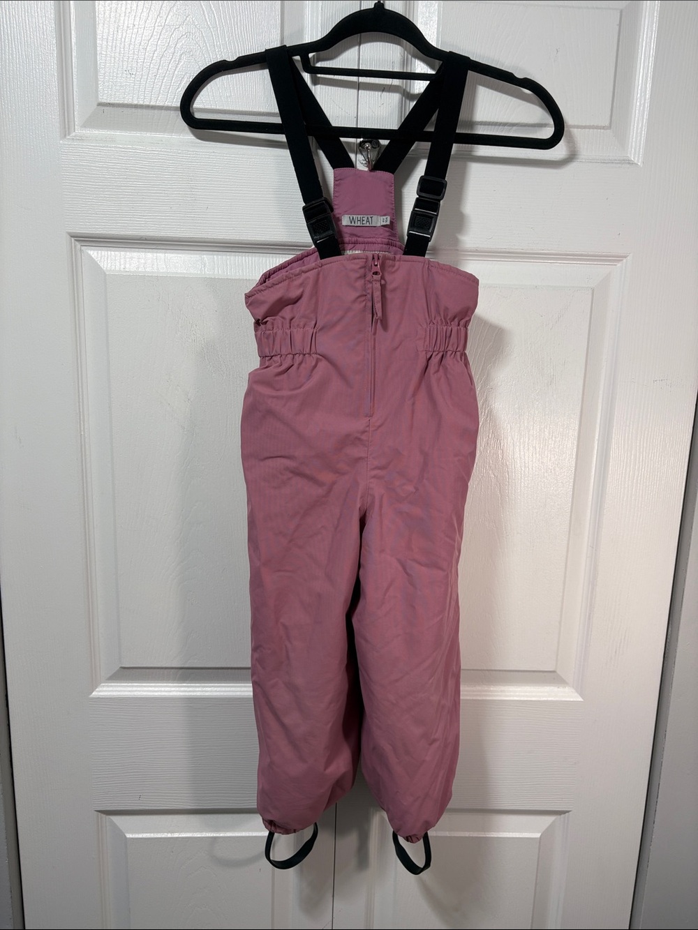Wheat Pink Kids Insulated Overalls with Adjustable Black Straps